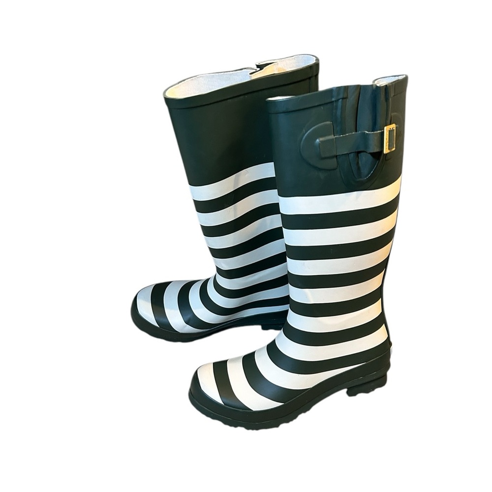 Lillybee U Michigan State Spartans Green and White Striped Wellies Rain Boots 🆕